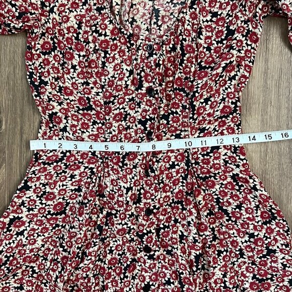 Free People Red Floral Lace Up Summer Short Dress Sz XS - Picture 9 of 16